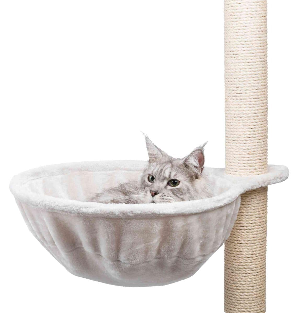 Trixie - Hamaca XL para Rascadores, ø45 cm, Gris Claro, Cama de Repuesto con Estructura Metálica, Refugio Suave y Resistente para Gatos Grandes