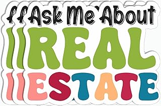3Pcs - Ask Me About Real Estate Sticker - Colorful Real Estate Sticker - Realtor Sticker - Tumbler Waterbottle Case Laptop Sticker