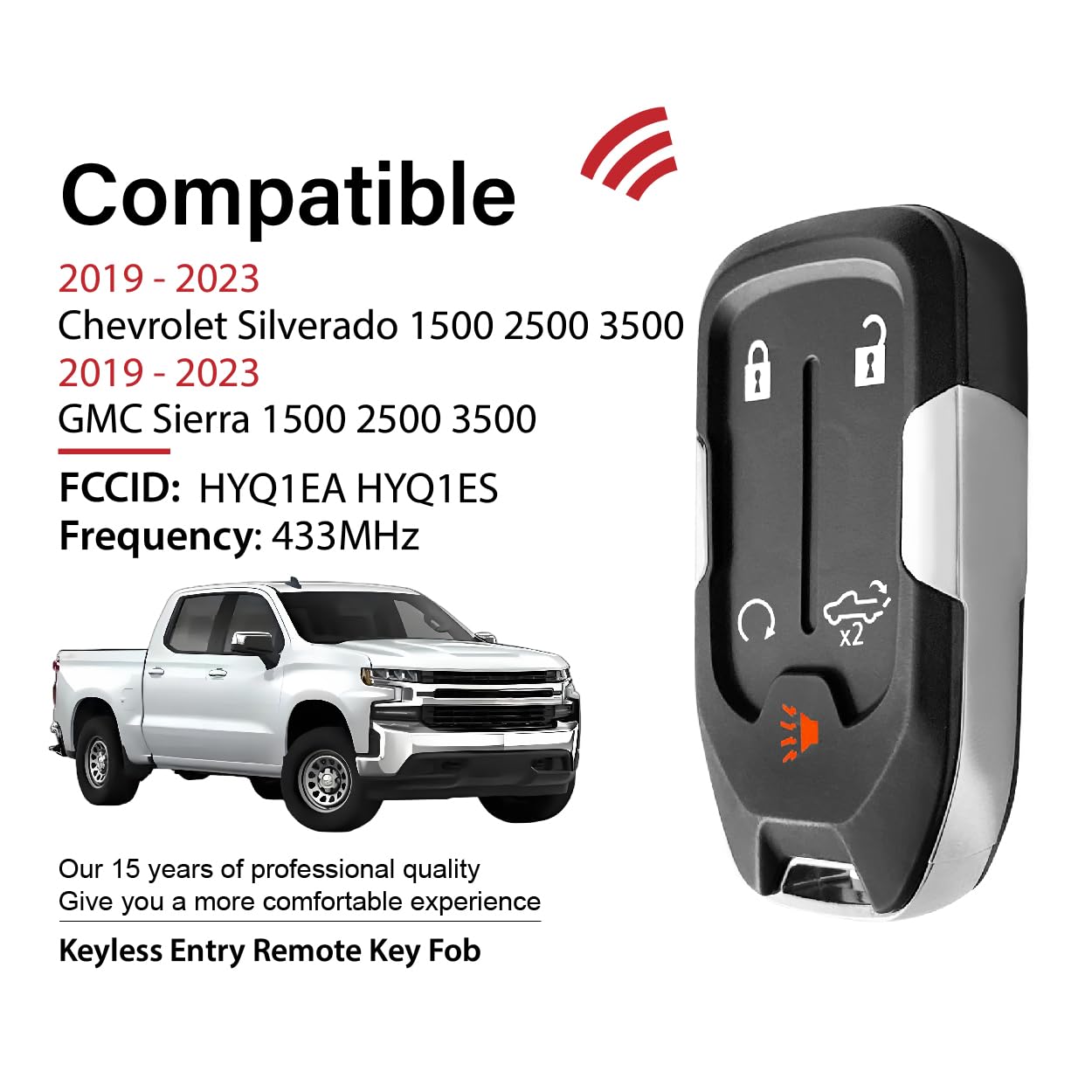 New O.E.M GMC Serra 2019-2020 Remote Key Fob Uncut Blade FCC-HYQ1EA PN - Foto 13