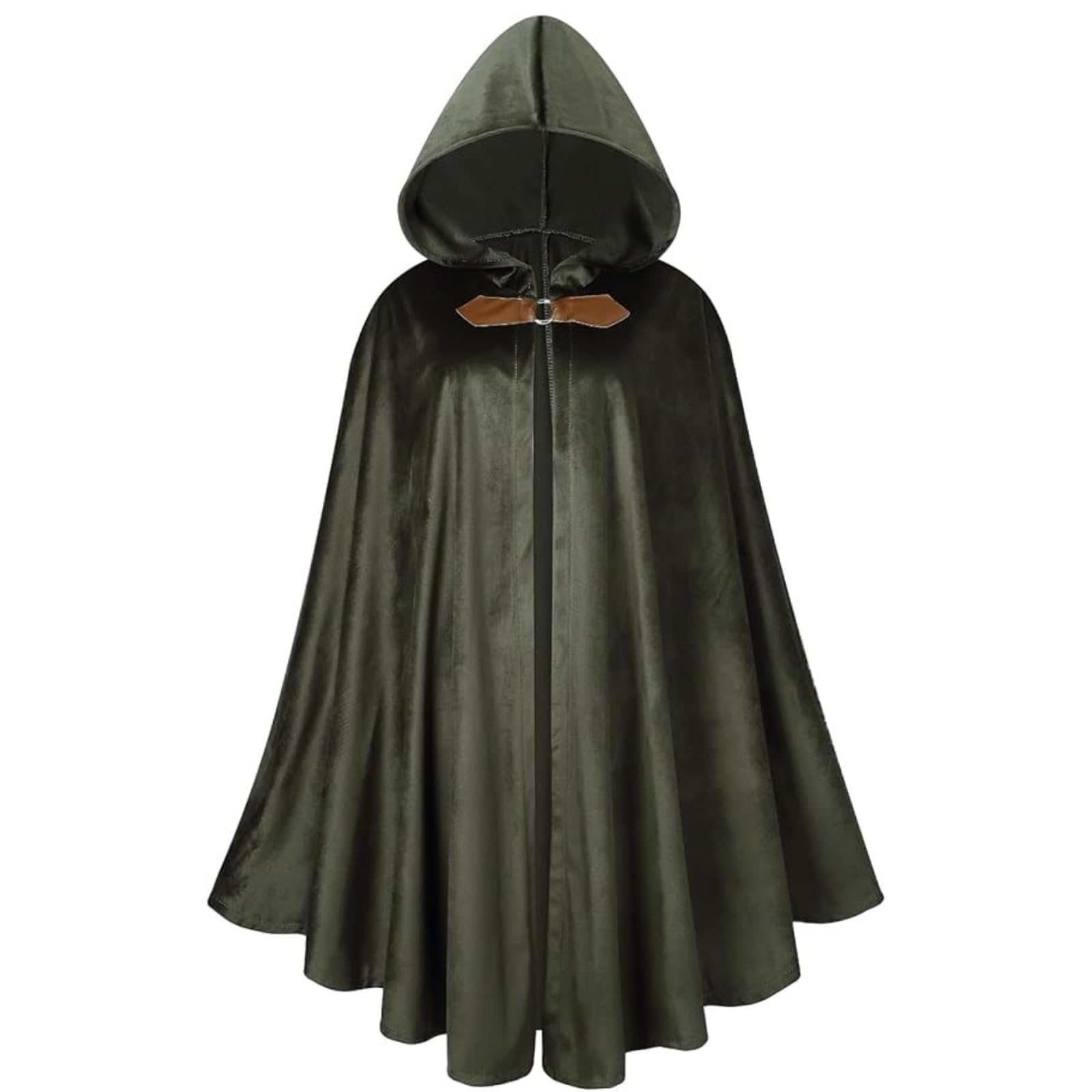 RRCBMD Mens Renaissance Medieval Hooded Cloak Victorian Steampunk Costume Cosplay Green-100CM, Green 1