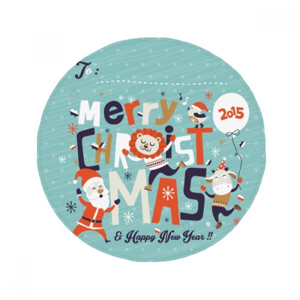Tapis Joyeux Noël Arbre Renne de sol rond 50X50cm multicolore