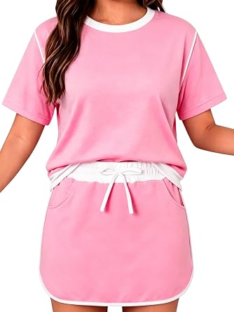 Girls Clothes 2PCS Short Sleeve Color Block Top&T-Shirt Skirt Shorts Set Girl Summer Clothes Size 7-14 Years