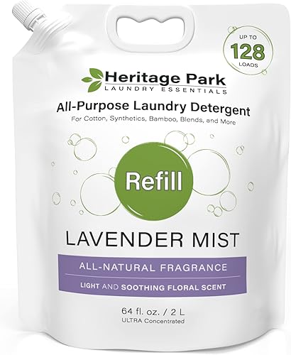 Heritage Park - Aroma natural de niebla de lavanda multiusos, detergente para ropa con pH neutro, enzimas antimanchas, ultra concentrado (repuesto