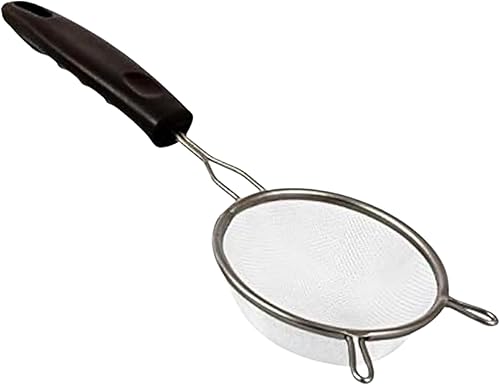 Colador de malla fina con mango, tamiz de acero inoxidable para ingredientes secos y líquidos