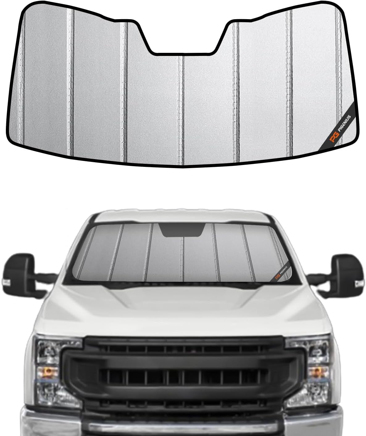Windshield Sun Shade for Ford F-250/F-350/F-450/F-550/F-600 2017-2022 Front Window Sunshade - Safeguard Grey(Safeguard) 2017-2022