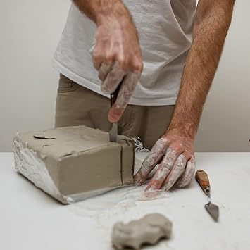 ReArt Air-Dry Clay 15LB wih 3 Colors White, Gray & Terra Cotta 5lb Each- Ideal for Beginners and Advanced Sculptors All-Purpose Modeling Clay (White, Gray & Terra Cotta)