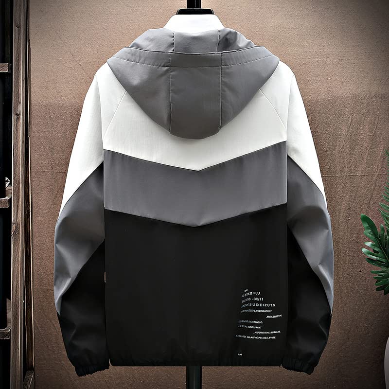 Sale Men's Patchwork Hooded Jacket Oversize Thin Boys' Clothing Male Autumn Outdoor3