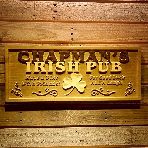 Advpro Wpa0125 Name Personalized Irish Pub Shamrock Wood Engraved Wooden Sign - Medium 18.25" X 7.25" #TOP4