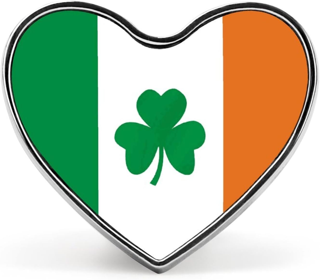 Happy Irish Holidays Badges Heart with Button Design, Personalized Picture Pin Brooches, Heart Badge Holders for Decorate Hat Shirt Clothing Bag Accessories