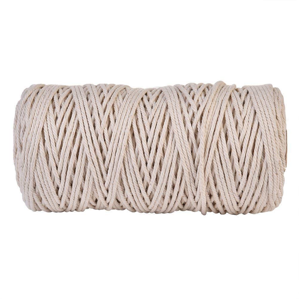 Fuyit Macrame Corda 3mm, 200m Naturale Corda Cotone Per Fai Da Te, Decorazioni, Confezioni Regalo, Giardinaggio