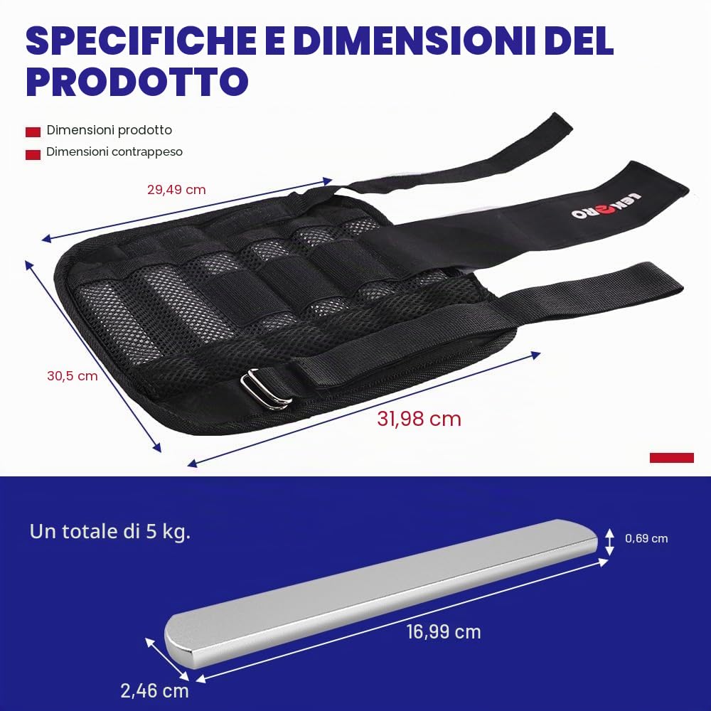 Pesi per polso e braccia, regolabili, per polso e caviglia, rimovibili per uomini e donne, per fitness, passeggiate, jogging, allenamento, corsa, confezione da 2