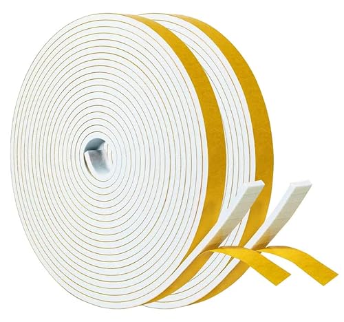 Joint Adhésif Isolation Fenêtre - Joint Porte Entrée en Mousse Caoutchouc 9mm(l) x 3mm(H) x 10m(L) - Anti Froid et Isolation du Bruit - Antichoc pour Coin de Placard, Blanc
