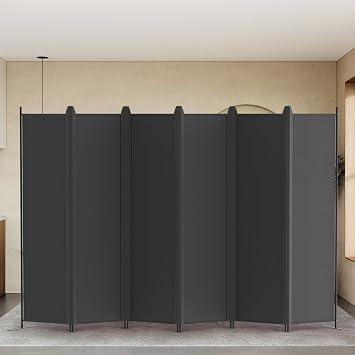 KELIXU Partition, 6 Dividers, Freestanding, Shackle, Cover Strip Included, Height 5.9 ft 1.8 m x Width 9.8 ft 3 m, Cloth Type, Folding, Divider Panel, Lightweight, Cross Partition, Blindfold Screen, Stylish, Easy Assembly, Room, Office, Meeting Room Gray
