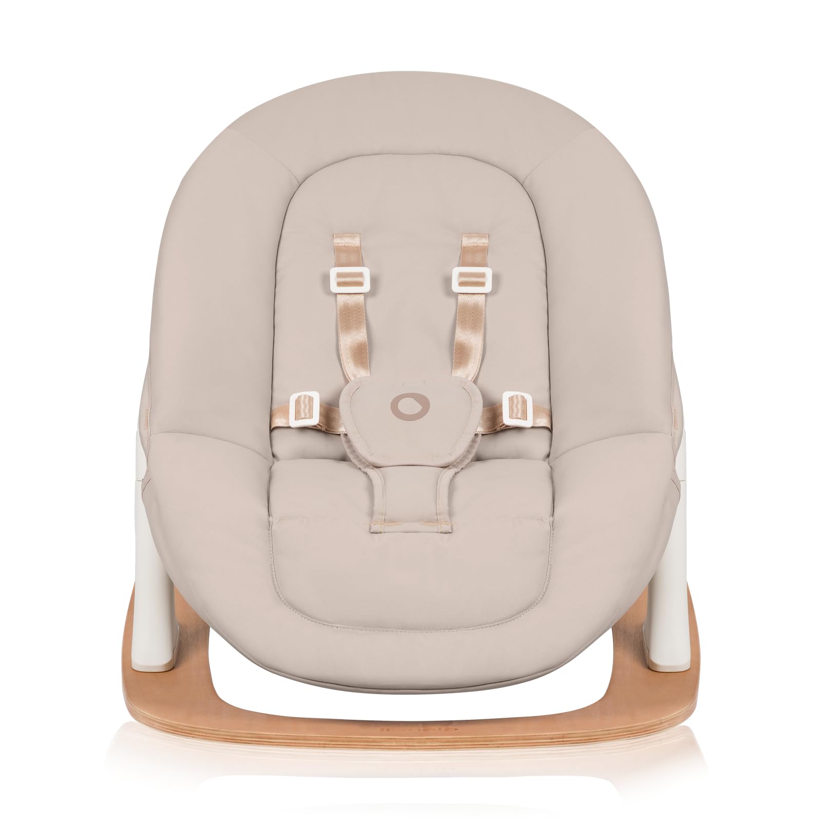 Lionelo Celia Rocker Hamaca Bebé para Recién Nacido, Balancín Bebé sin Mecanismo, Arnés de 5 Puntos, Respaldo Regulable 2 Posiciones, Base de Haya Firme, Funda Lavable, Barra con Juguetes, hasta 9 kg