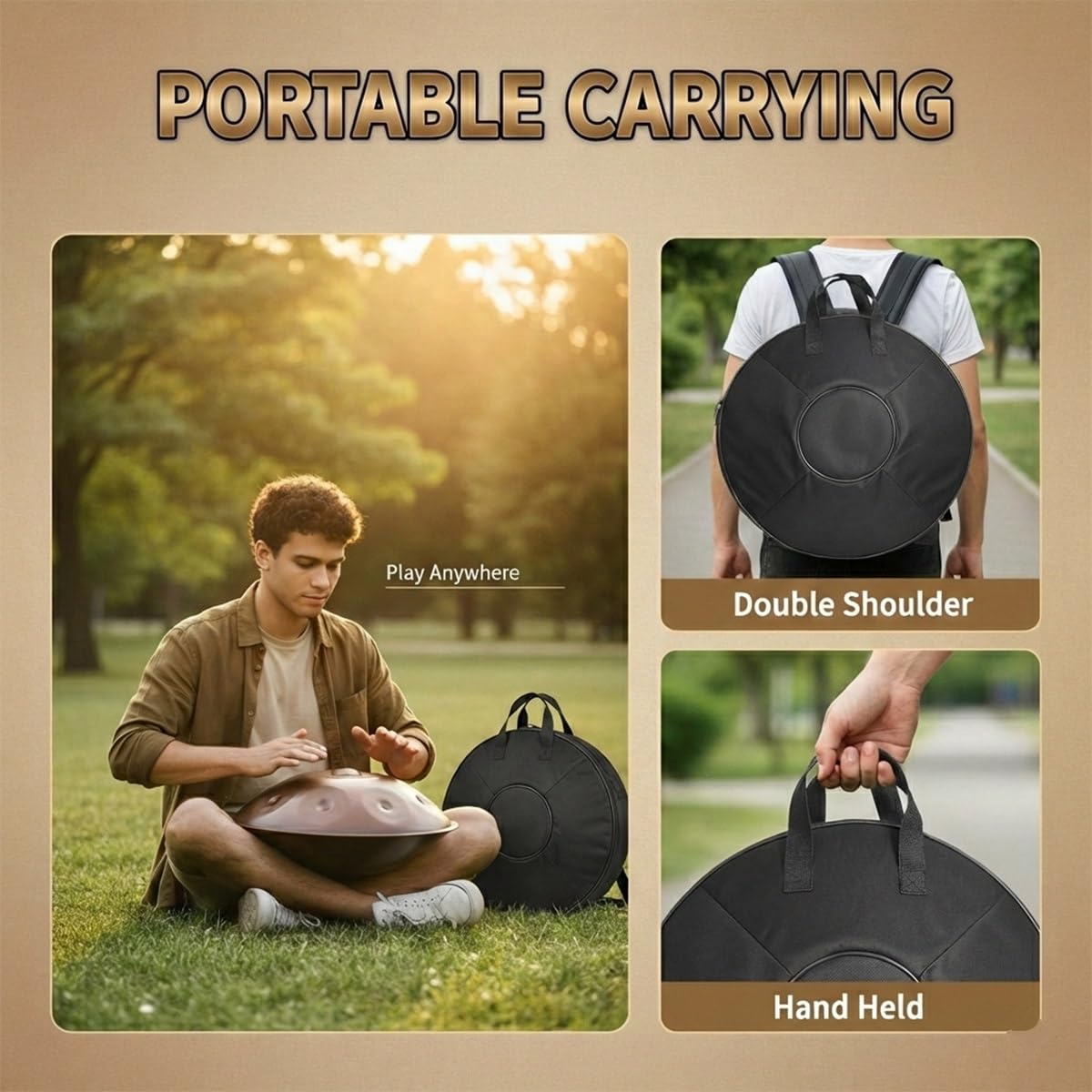 Stal 56 cm Handpan D-moll 432/440Hz 9/10/12 nut, zestaw instrumentów perkusyjnych z miękkimi rękami, torba na patelnię, 2 stojaki na młotek, bezpyłowa ściereczka do medytacji, jogi (głęboki