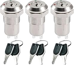 GUUZI 3 Pack 12mm Metal Key Lock Latch Switch On/Off Key Switch Lock 0-250V Continuous Key Switch
