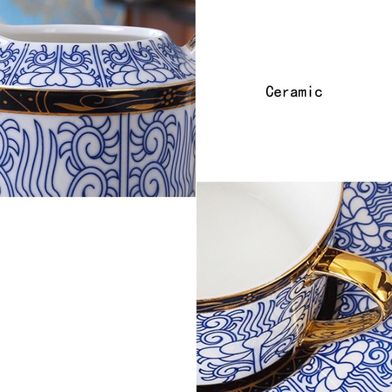 Ceramic Tea Sets with Vine Patterns Afternoon Coffee Set Flower Gold Rimmed