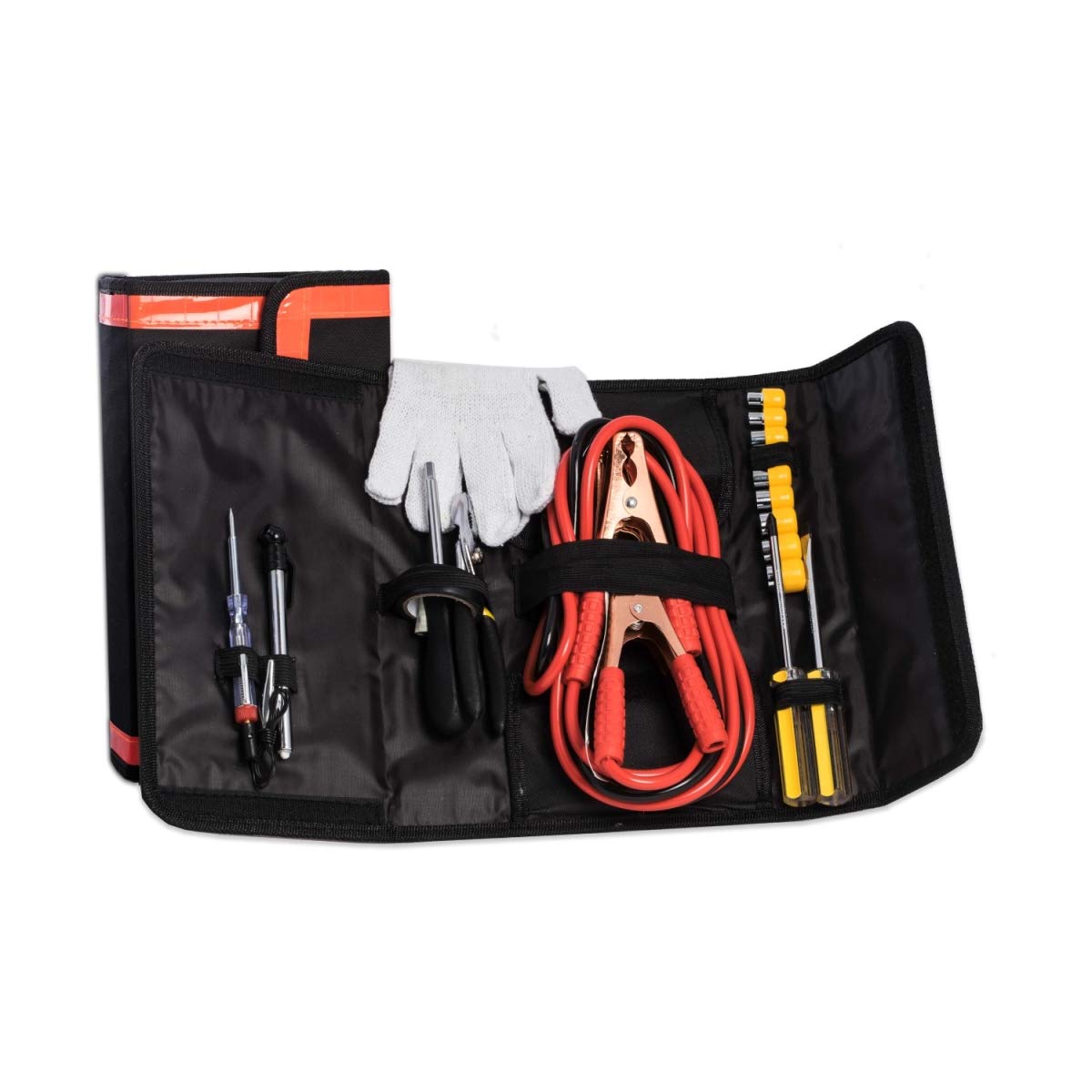 Bey-Berk International BB412 Car Emergency Tool Set, Black & Orange - 11 Piece