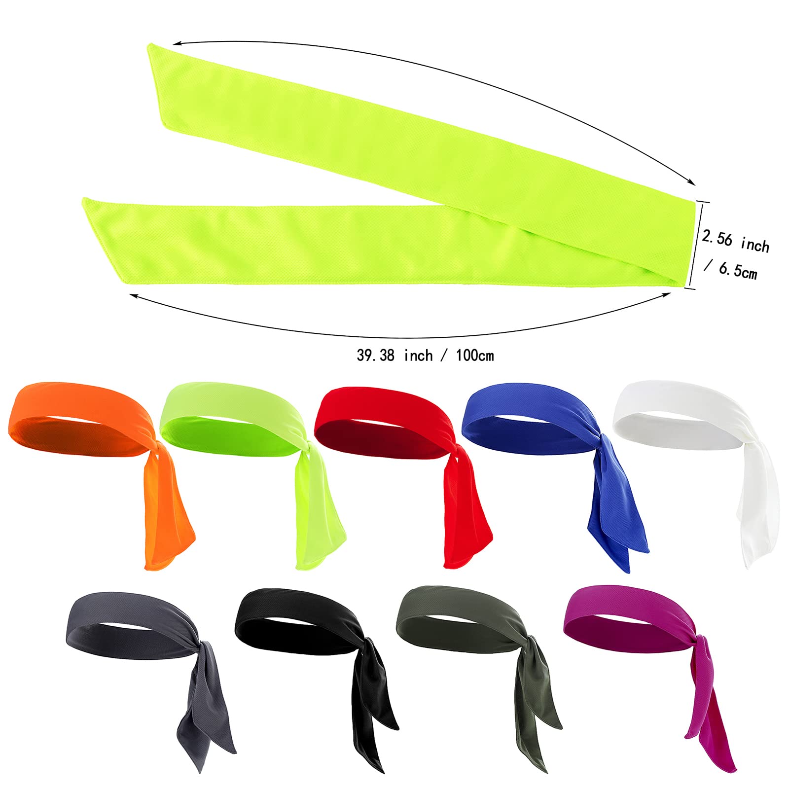 9 Pack Unisex Tie Headbands Sport Hair Band Solid Athletic Sweatbands for URAQT Sport Headbands 9 Pcs - Non-Slip Elastic Silicone  main image 3