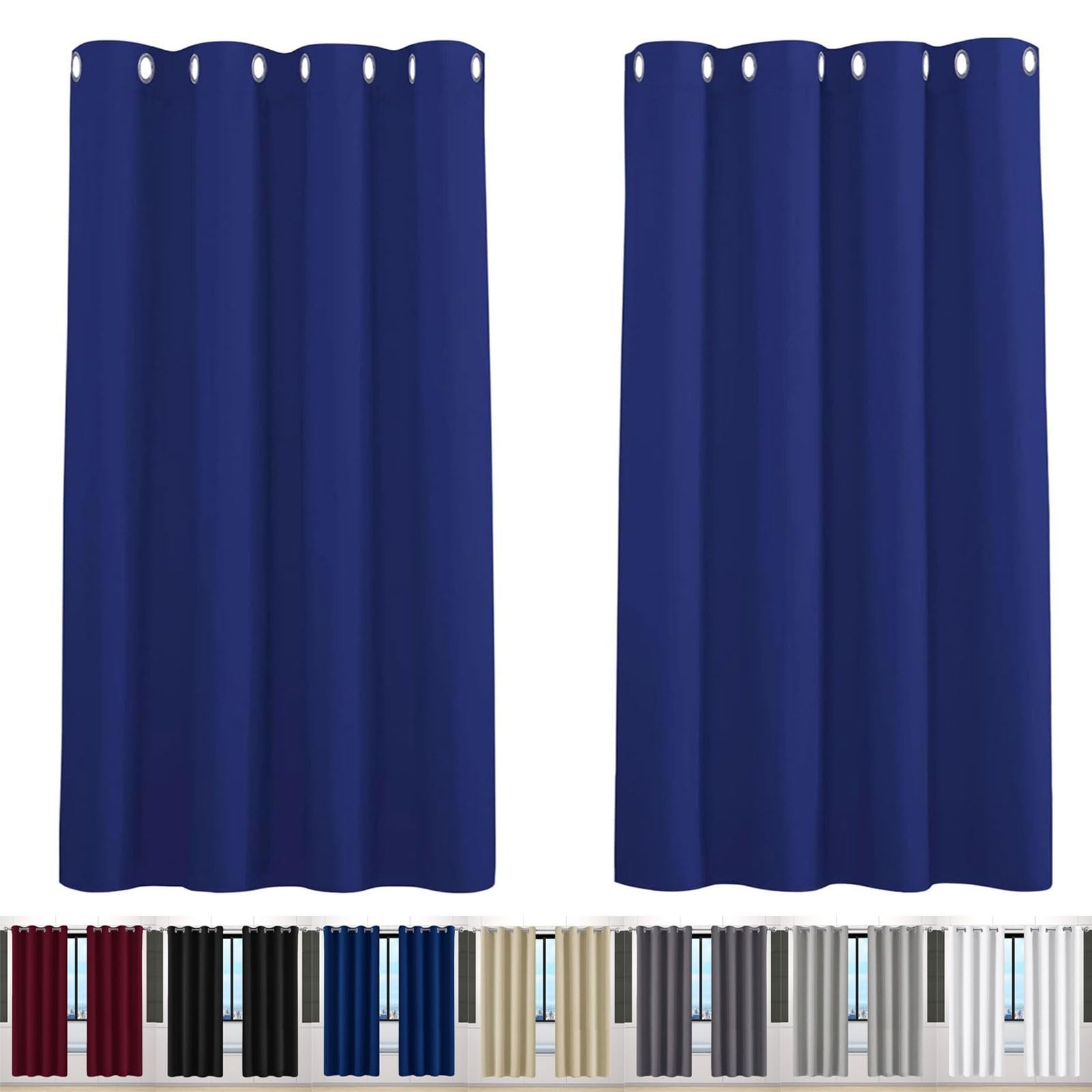 Blackout Curtains for Living Room 150 x 150 cm Eyelet Thermal Noise Reducing Eyelet Blackout Curtains Cool in Summer, Warm in Winter, 2 Panels for Bedroom Living Room, Navy Blue