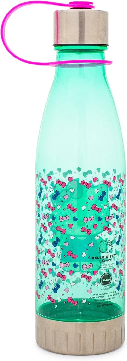 Hello Kitty Sanrio Hearts and Bows Plastic Water Bottle With Leak-Resistant Lid | Large Plastic Sports Jug | Holds 20 Ounces - Image 3