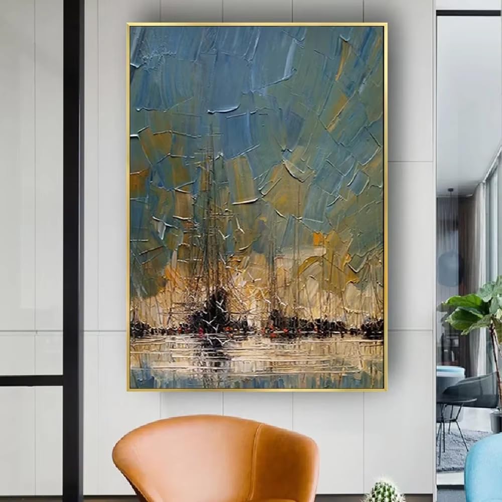 DFZEWKI Sail Boat Seascape Canvas Modern Wall Decor Wall Art Landscape for Living Room Home Decor Wall Art Prints Ideal(60x80cm(24x31in)/No frame)