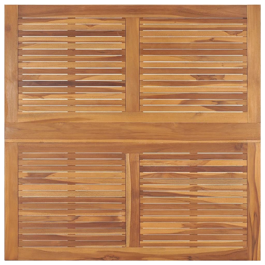 Składany stół ogrodowy z litego drewna tekowego, 110 x 110 x 75 cm, składany, na taras, balkon, zajmuje mało miejsca, na kemping, piknik, jedzenie