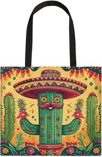 Mr. Beard Cactus Canvas Tote Bag for Women Men Stylish Tote Handbag Shoulder Bag Reusable Grocery Bag Shopping Cloth Bag with Handles Portable Gift Bag 19.5"x17.9"