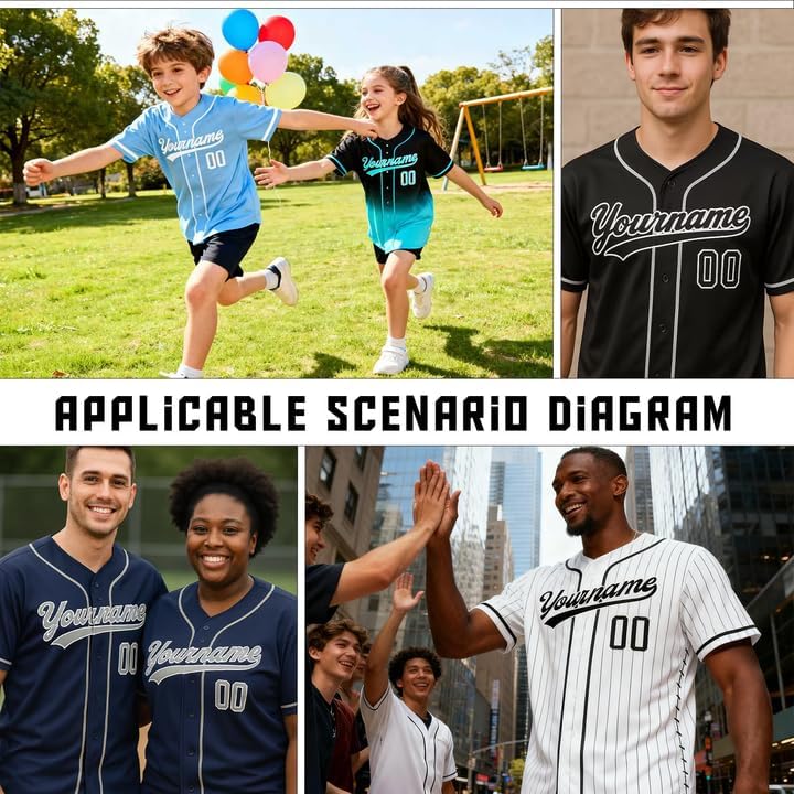 Custom Baseball Jersey Personalized Team Name Number Logo Stitched Printed Shirts Sports Uniform Gifts for Men Women Youth - Image 2