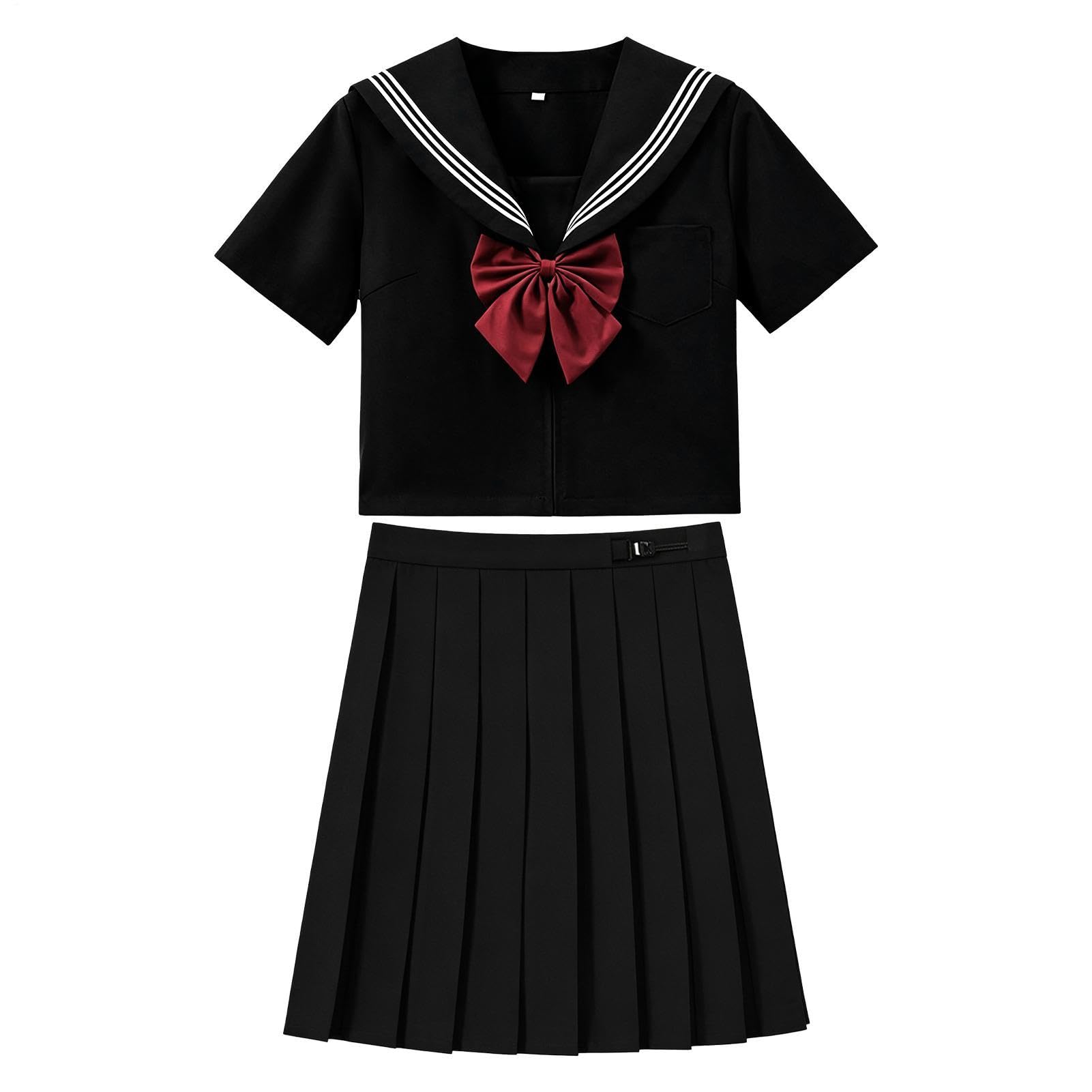 Japoński Mundurek Uczennicy Tradycyjny Zestaw Z Plisowaną Spódnicą | Dziewczęcy Japoński Kostium Marynarski Uniform Na Występy Sceniczne Cosplay Imprezy Spotkania Przyjęcia Dla Dzieci I