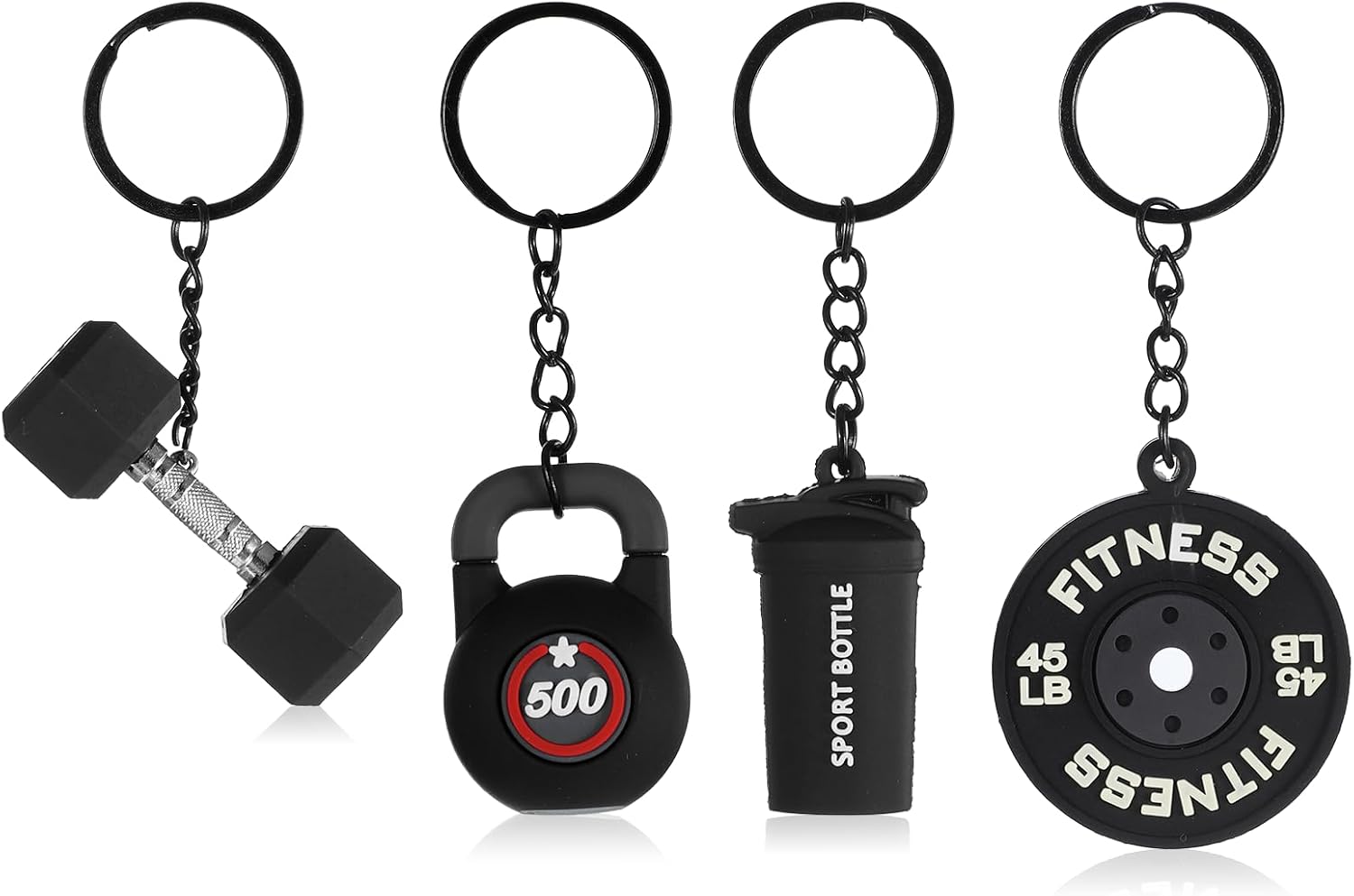 4Pcs Mini Dumbbell Gym Keychain Set Bag Charm Accessory Fitness Gift