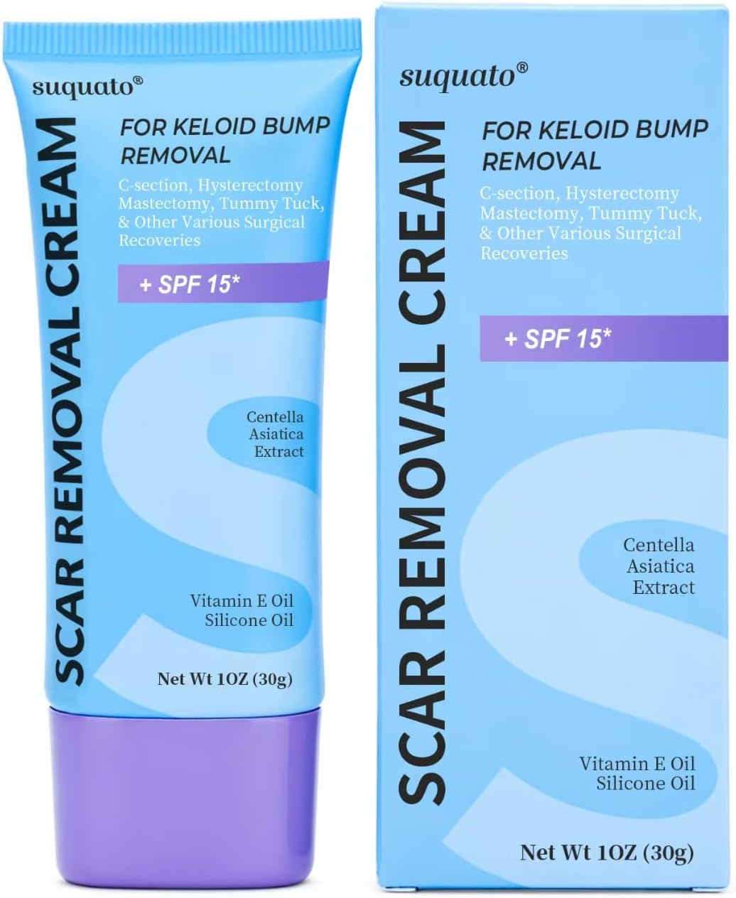 Silicium Littekengel & Crème – Verzacht en Verwijdert Littekens na C-Snede， Keloïd， Striae en Chirurgie – Dagelijkse Littekenverzorging met SPF 15 – Geschikt voor Gevoelige Huid – Snel Intrekkend