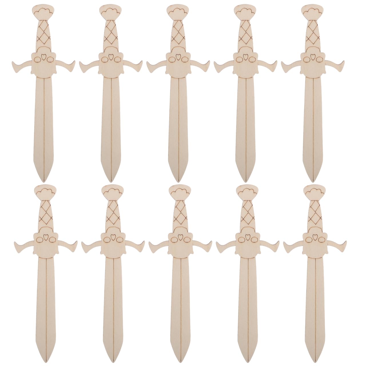 BESTonZON 20pcs Unfinished Wooden Swords Pirate Craft Kit DIY Paintable Wood Cutouts for Kids Educational Art Projects Hanging Ornaments Children Party Favors Drawing Activities