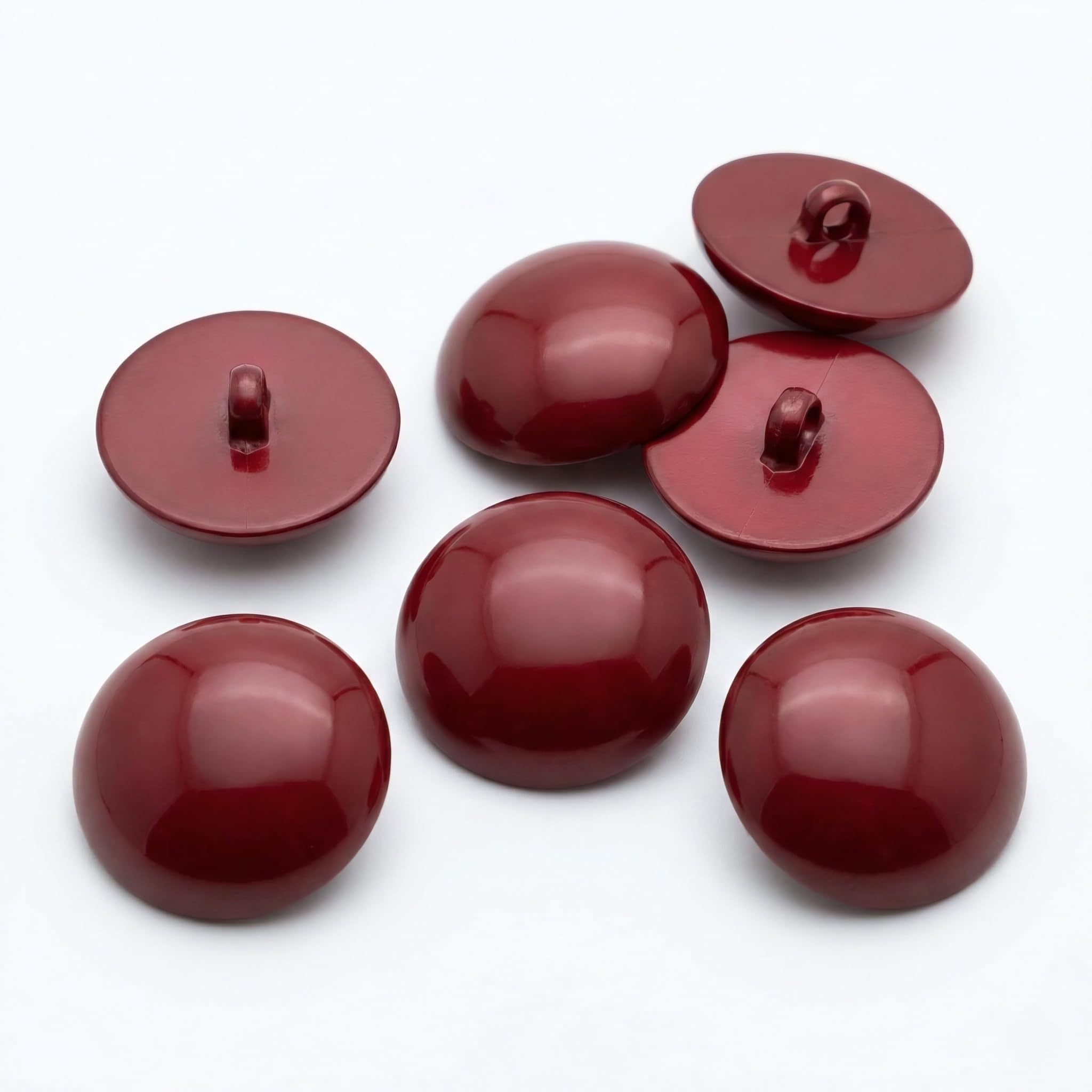 MajorCrafts 8pcs 28mm High-Grade Acrylic Large Round Mushroom Shank Sewing Buttons (Burgundy Red)