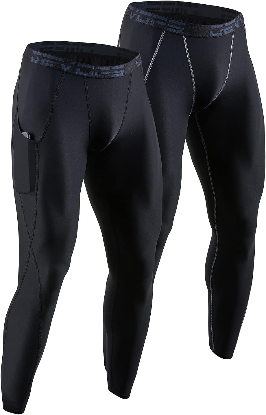 DEVOPSMen's Thermal Compression Pants, Athletic Leggings Base Layer Bottoms (2 Pack)
