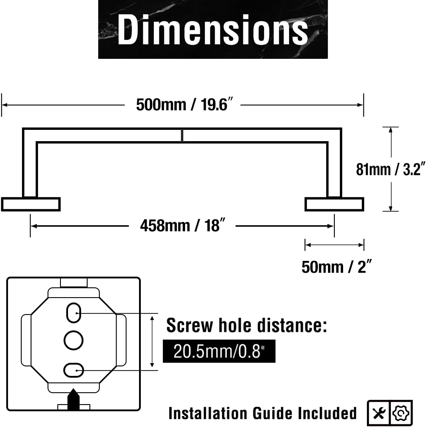 HITSLAM Bath Towel Bar, 18 Inch Towel Rack for Bathroom Wall Mounted, SUS304 Stainless Steel Towel Holder with Hardware Accessories, Matte Black - Image 8