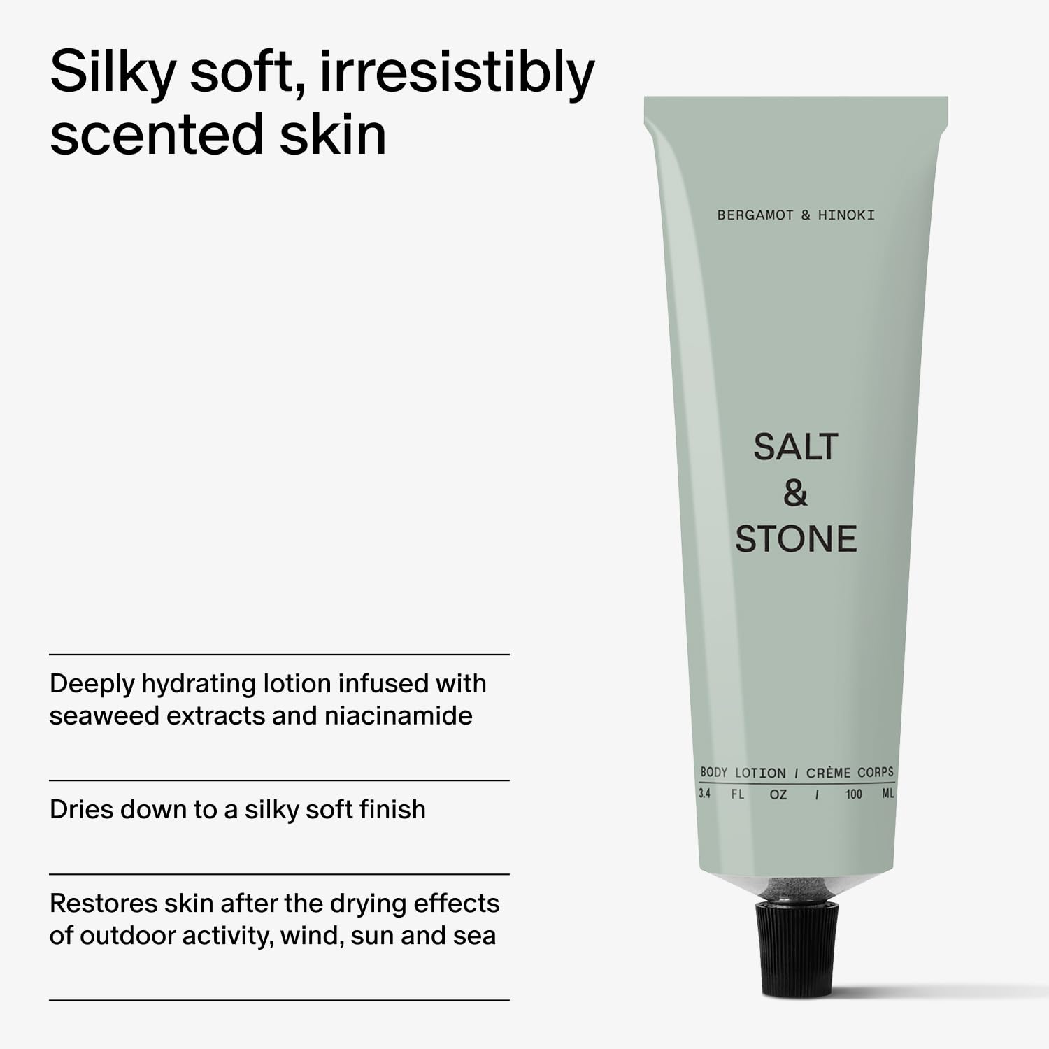Salt & Stone Body Lotion for Women & Men | Hydrates, Nourishes & Softens Skin | Restores Dry Skin | Fast-Absorbing | Cruelty-Free & Vegan (100 ml) (Bergamot & Hinoki) - Image 5