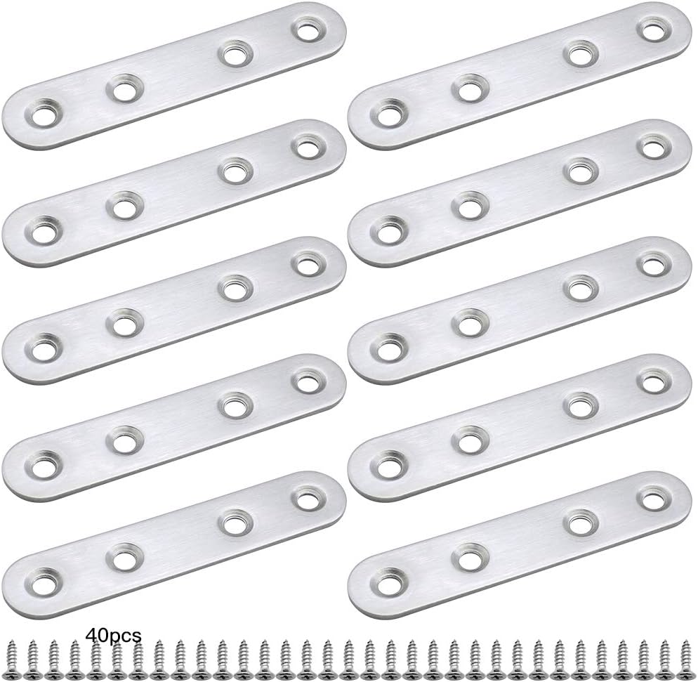 DXLing 10 Stück Edelstahl Flachverbinder mit 40 Schrauben Holzverbinder ...