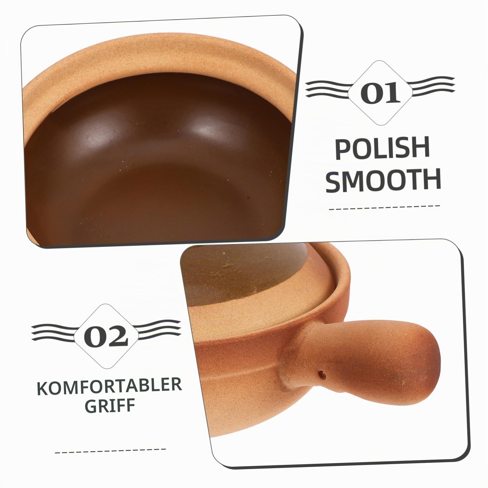 Traditioneller Chinesischer Tontopf mit Deckel und Griff 850ml Keramik