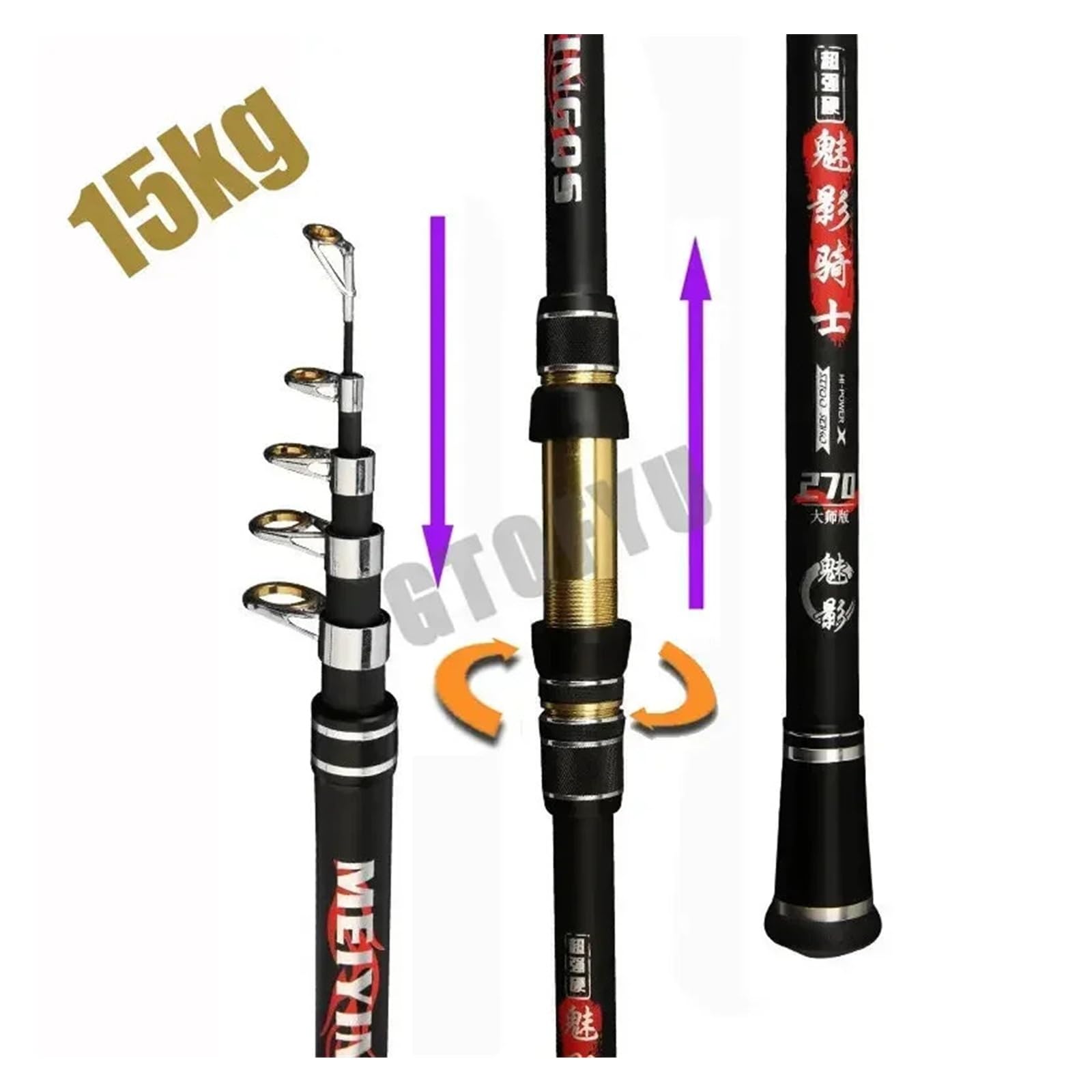 Canne A Peche Mer LéGèRe,Fishing Rod Casting Canne à pêche télescopique Portable 2,1 M,4,7, 3,6,9,5 de Voyage Équipement la Carpe