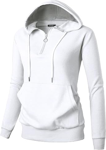 GIVON Womens Soft Cotton Blend Fabric Basic Full Zip Up Hoodie