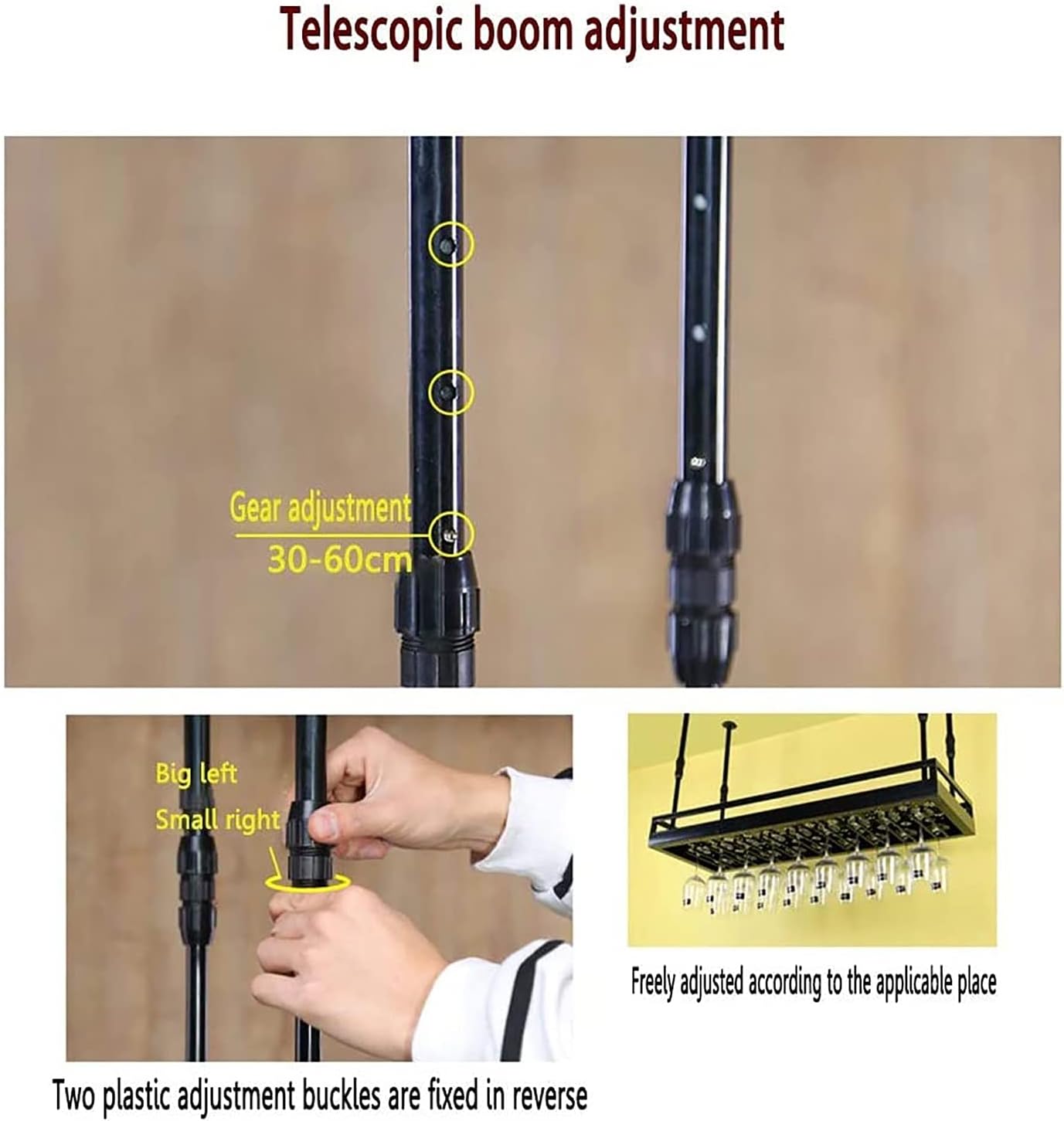 Ceiling Wine Glass Rack Wine Rack,Ceiling Mounted Hanging Stemware Racks,Metal Adjustable Height Modern Design Industrial Wine Cabinet,Upside Down Stemware Goblet Wine Glass Holder