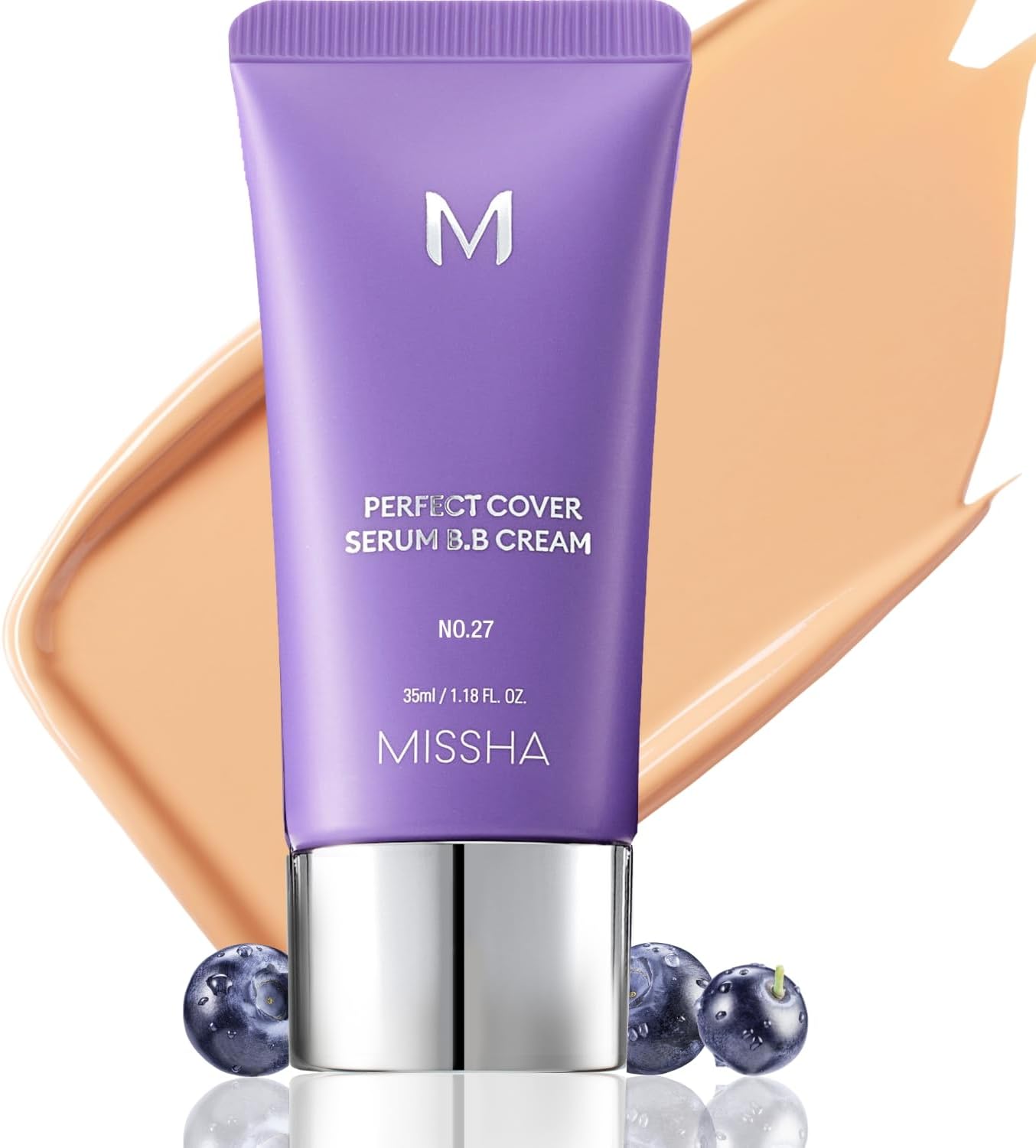 M PERFECT COVER SERUM BB CREAM No.27 Honey Beige- Medium with Cool/Neutral Undertone, Skin Tint, Tinted Moisturizer, Skin Care Foundation Makeup, 1.18 Fl oz