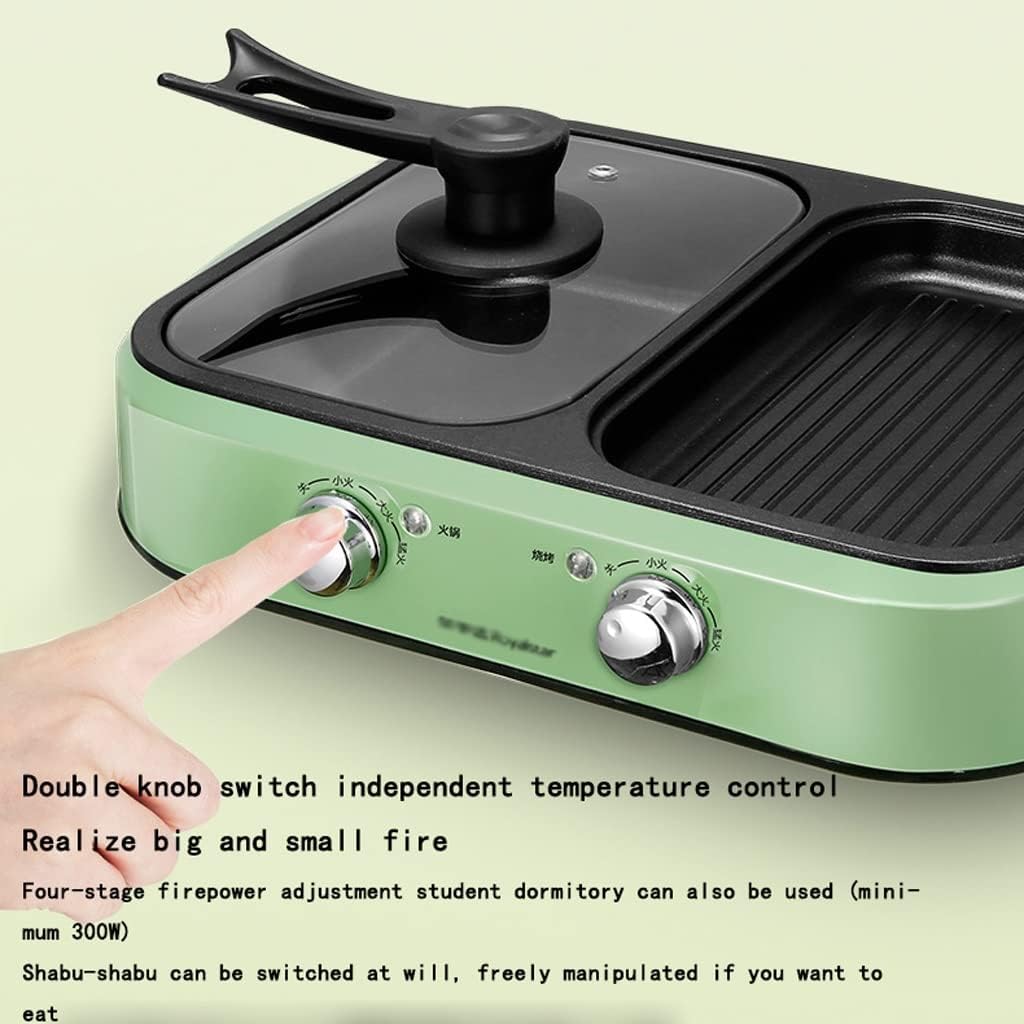 YYDS Hot Pot Grilled Shabu All-in-one Pot,Non-Stick Coated Electric Hot Pot Electric Grill (Color : Green)