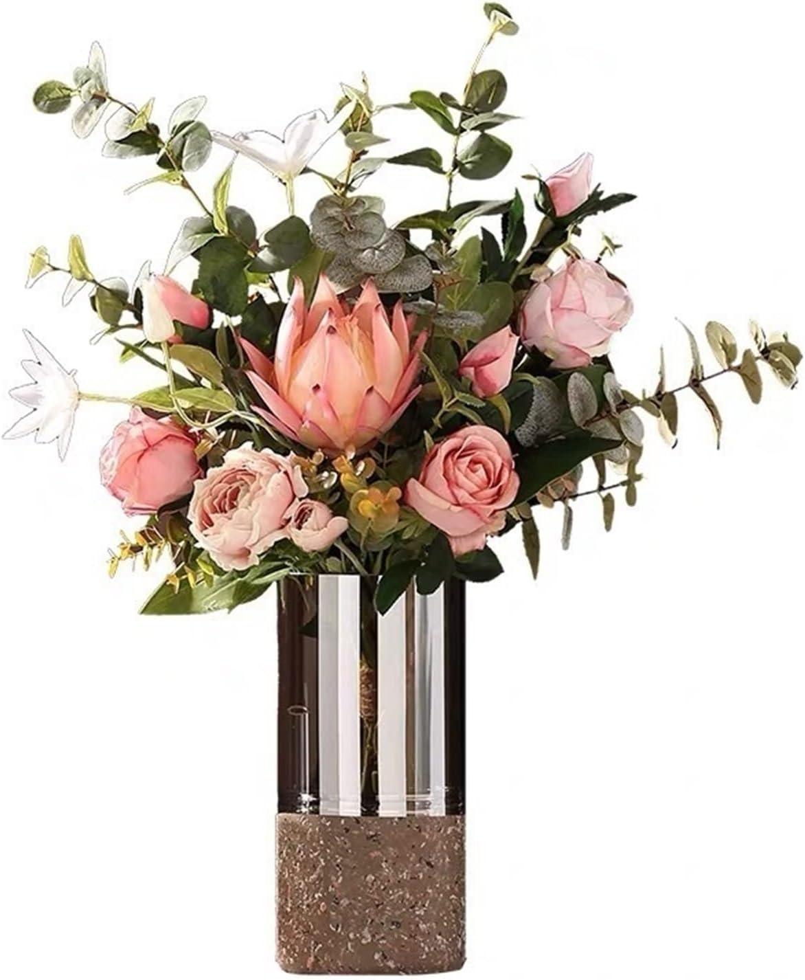 Vase Minimalist European Transparent Glass Vase Hydroponic Flower Pots Decorative Desk Decoration Cylinder Vases Modern Home Decor Suitable for dining and living room home decoratio(Small)