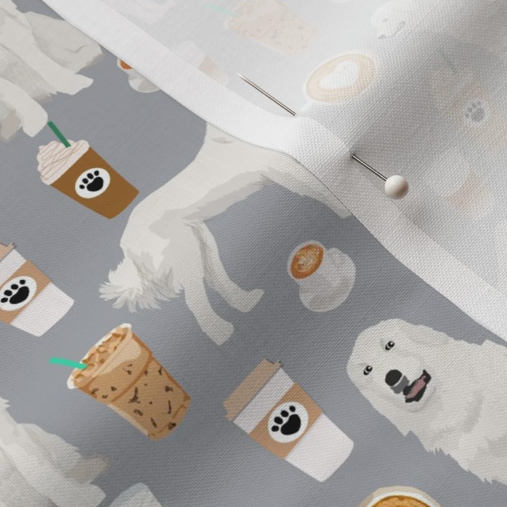 Spoonflower Fabric - Great Pyrenees Dogs Cute Coffees Best Coffee Latte Printed on Petal Signature Cotton Fabric by The Yard - Sewing Quilting Apparel Crafts Decor