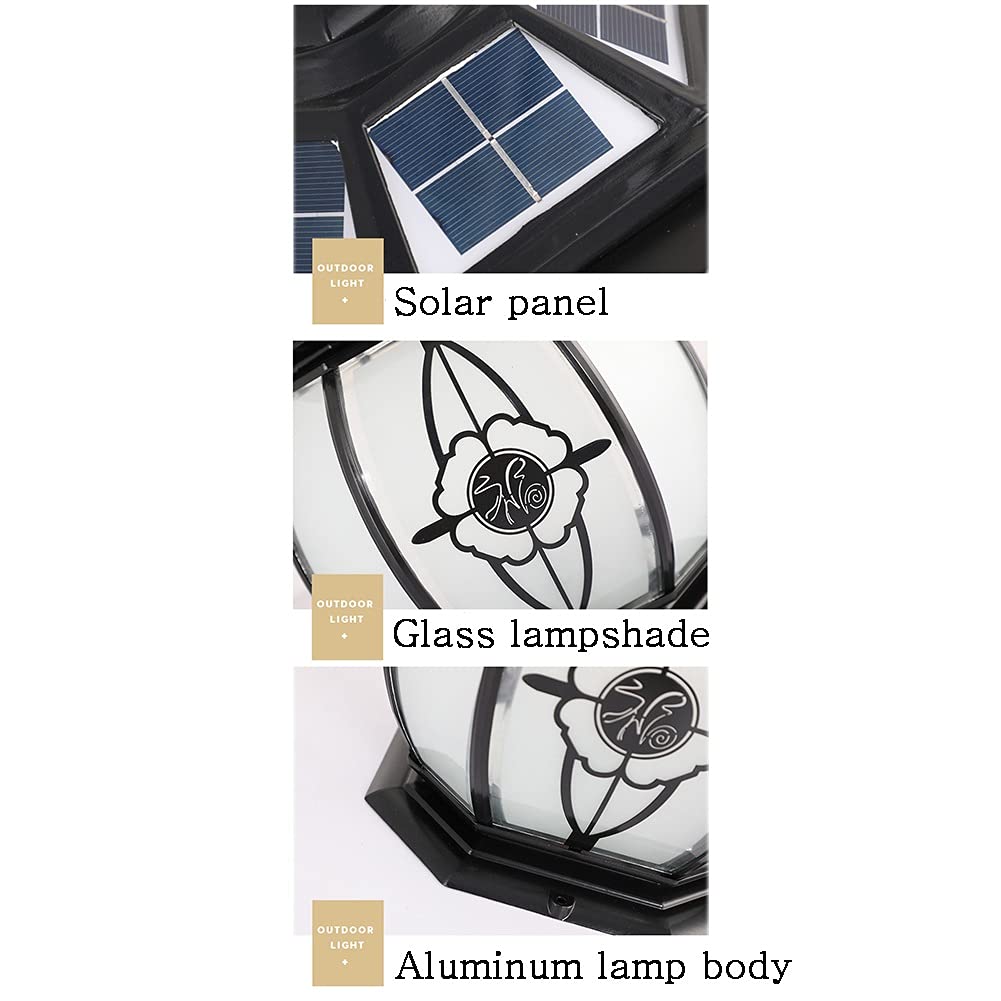 Lampy słupkowe na zewnątrz, oświetlenie ogrodowe, oświetlenie talii, solarne światła słupkowe, zewnętrzne, ogrodowe, wodoodporne, solarne światło ogrodzeniowe, LED, światło słupkowe, na słupki, taras, ogrodzenie, filar, ścieżkę (kolor: czarny, rozmiar: