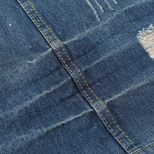 YOUTHUP Homme Déchiré Denim Gilet Vintage Sans Manches Veste à la Mode Motard Casual, 2213 Bleu, M - Image 8
