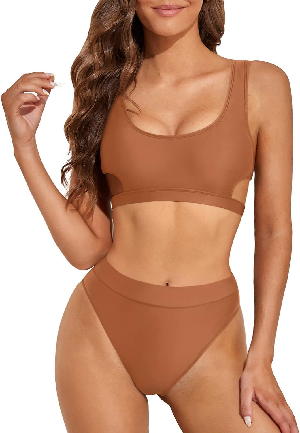 HolipickTwo Piece Bikini Sets for Women High Waisted Bikini Sport Swimsuit High Cut Bathing Suit