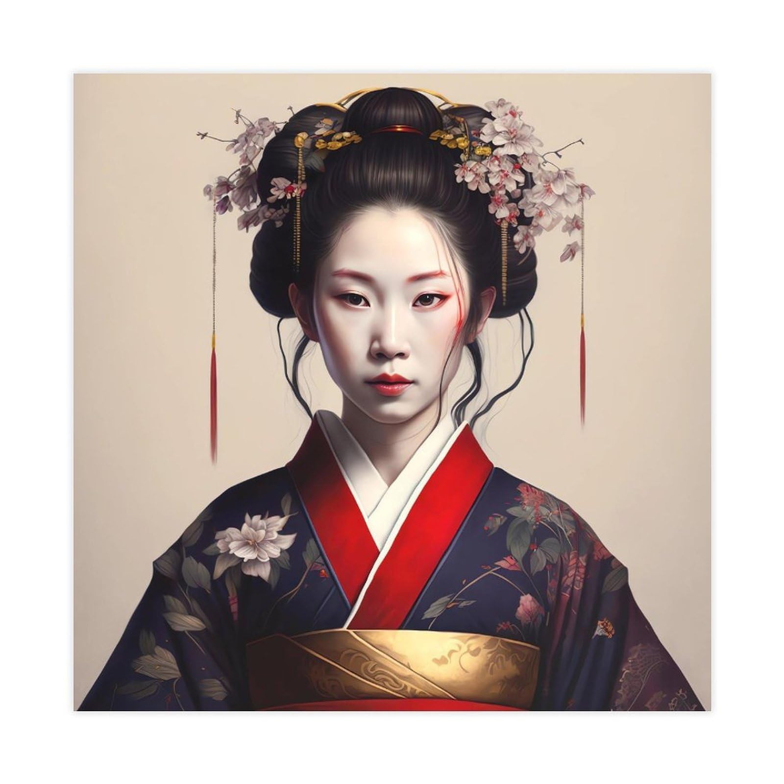 QNVJQKDSI Japanese Geisha Art Canvas Poster Bedroom Decor Landscape Office Room Decor Gift 20" L X 20" W